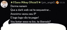 a screenshot of a conversation with sano mikey official