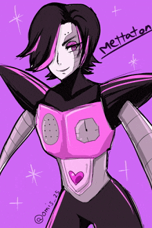 a drawing of a robot with the name mettaton on the bottom