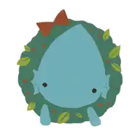 a drawing of a fish in a wreath with leaves and a bow