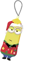 a christmas ornament with a minion wearing a santa hat