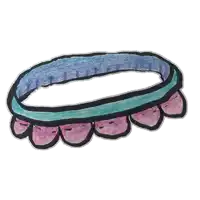 a child 's drawing of a blue and pink necklace with teeth