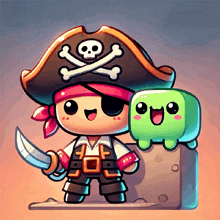 a cartoon of a pirate holding a sword