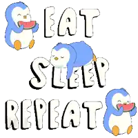 a poster that says eat sleep repeat with penguins