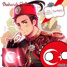 a picture of a man with a red hat that says shahanah