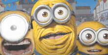 a group of minions with their mouths open