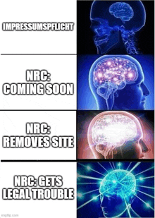 a picture of a brain with the words nrc coming soon and nrc removes site