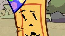 a cartoon character with a party hat and mustache