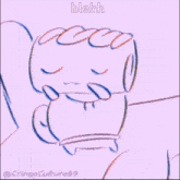 a drawing of a person with the word blehh written on it