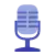 a blue microphone is sitting on a white background .