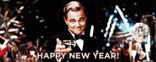 Happy New Year Great Gatsby GIF - Happy New Year Great Gatsby Leonardo Dicaprio GIFs