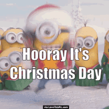 Hooray Its Christmas Day - Minions GIF - Its Christmas Day Minions Excited GIFs