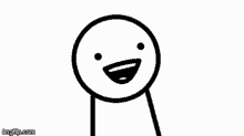 a black and white drawing of a stick figure with a smiling face and the words `` no '' below it .