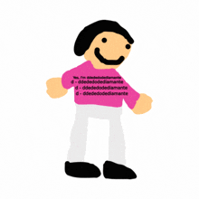 a cartoon character with a pink shirt that says yes i 'm dededodediamante