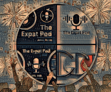 a drawing of a circle with the words the expat pod