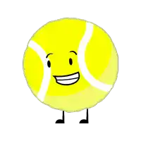 a yellow tennis ball with a face and legs