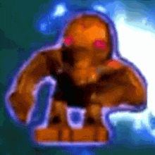 a blurry picture of a cartoon character with a purple border around it .