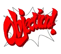 a drawing of the word objection in red letters