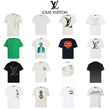 a collection of louis vuitton branded t-shirts
