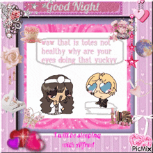 a picture of a girl and a boy with the words good night