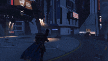 a video game scene with a yellow sign that says c1 on it