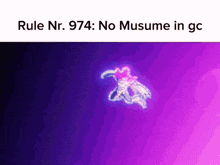 a purple background with a cartoon character flying through the air .