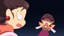 a cartoon of a woman making a funny face with her mouth open