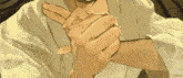 a close up of a person 's hands in a cartoon .