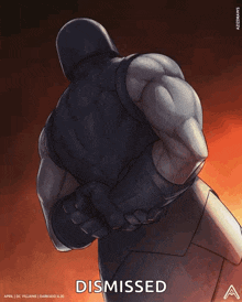 a comic book character with the word dismissed on the bottom right