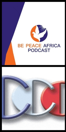 a logo for be peace africa podcast with a dove in the middle