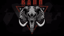 a graphic of an elephant 's head and the word raun