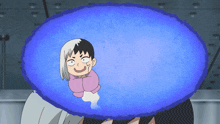 a cartoon of a person with a blue circle around their head