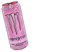 a pink can of monster ultra strawberry dreams