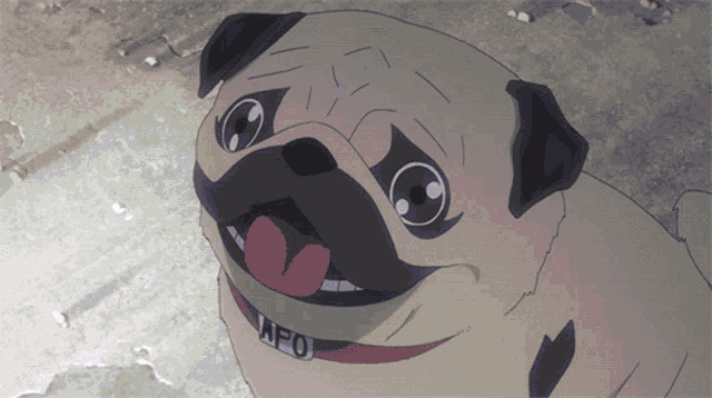 Kawaii Pug dog (chilling) - Japanese style