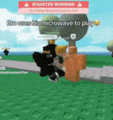 a screenshot of a video game with a disaster warning sign