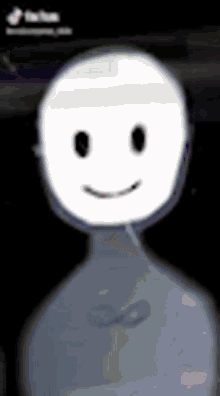 a cartoon character with a white face and a smiling face .