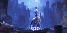 the word spo that is on a purple background