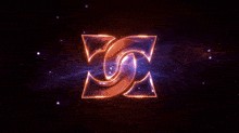 a glowing letter c is surrounded by a purple background