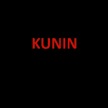 the word kunin is written in red on a black background .