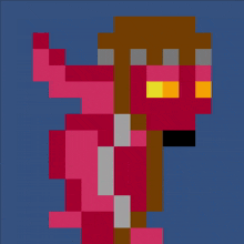 a pixel art of a monster with a download gif button