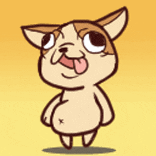a cartoon drawing of a dog with its tongue out