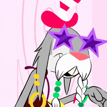 a cartoon character wearing a hat and sunglasses with stars