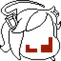 a pixel art drawing of a person 's head with a red rectangle in the middle .
