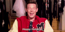 Cory Monteith Glee GIF - Cory Monteith Glee Happy Holidays GIFs