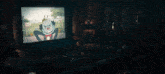 a cartoon character with a pig nose is smiling in front of a sign that says " trust "