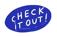 a blue sign that says check it out in white letters