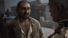 a man with a beard is talking to another man in a video game