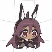 a cartoon drawing of a girl with purple hair