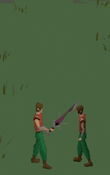 a pixel art of a man holding a sword and another man holding a sword