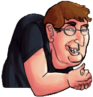 a cartoon of a man with glasses giving a thumbs up sign