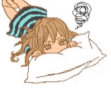 sleepy cute anime pillow frustrated